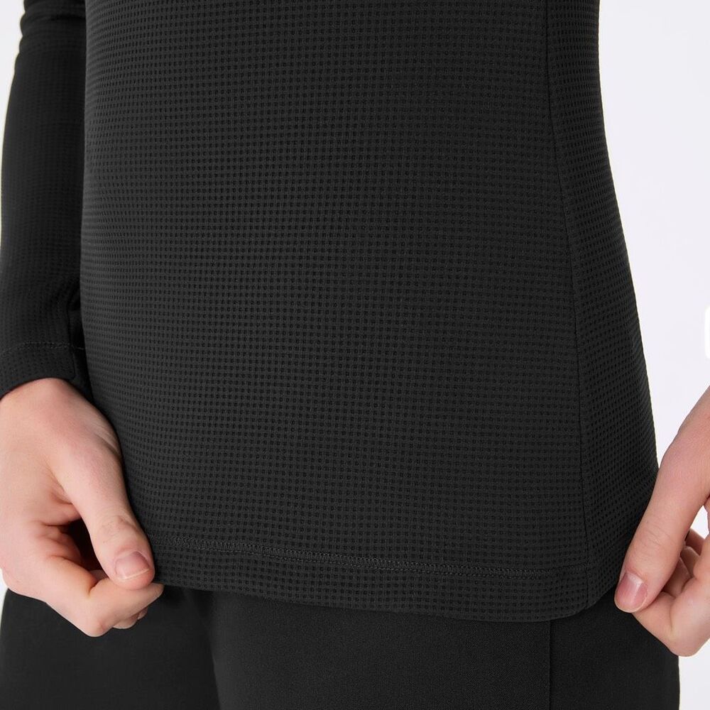 FIGS Waffle Knit Underscrub Crew Neck Black Womens M NEW - Picture 6 of 13